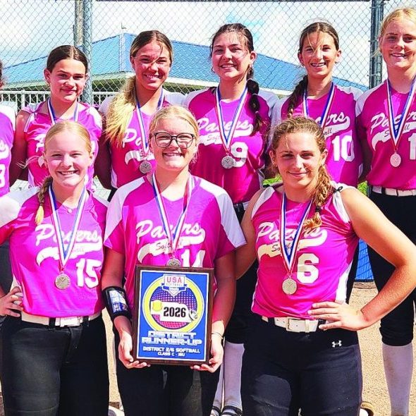 Pierce Pacers 16U, back row, left to right: Reagan Lambrecht, Ella Bauermeister, Joslynn Kraft, Athena Bretschneider, Shae Beutler, Brecken Krueger, Kinley Miller, Josie Stenger. Front row L-R: Kaelyn Halsey, Maelee Hamilton, Jessa Kraft. Not pictured: Kinley Hilkemann, Cailynn Gardner, Coaches Ryan Ohnoutka and Mike Emory. 